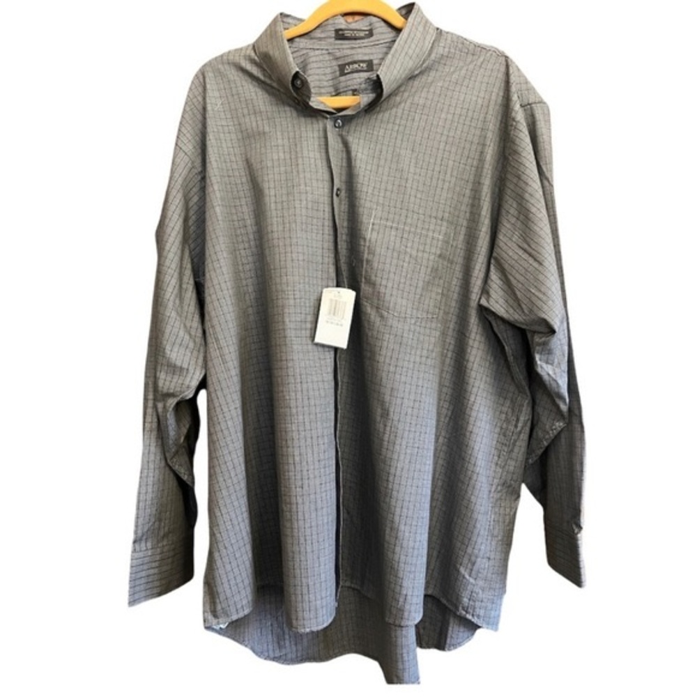 Arrow gray/Tan plaid Button down Dress Shirt long sleeve SZ XXL